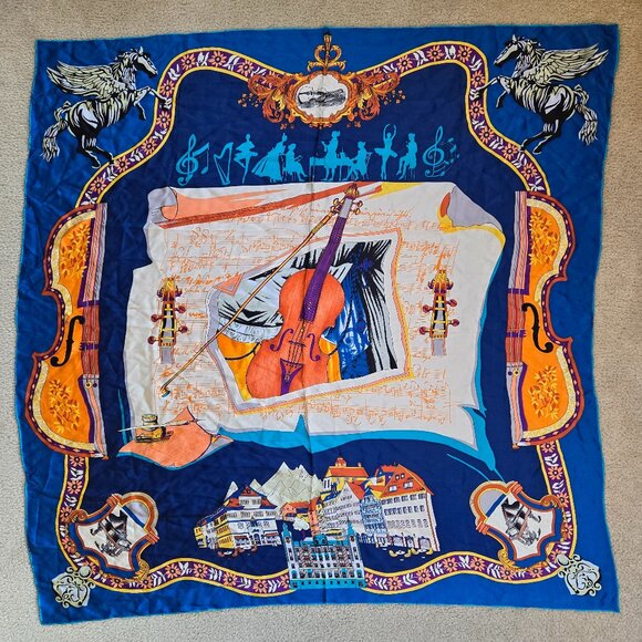 Accessories - Silk Scarf Violin Classical Music Hand Rolled